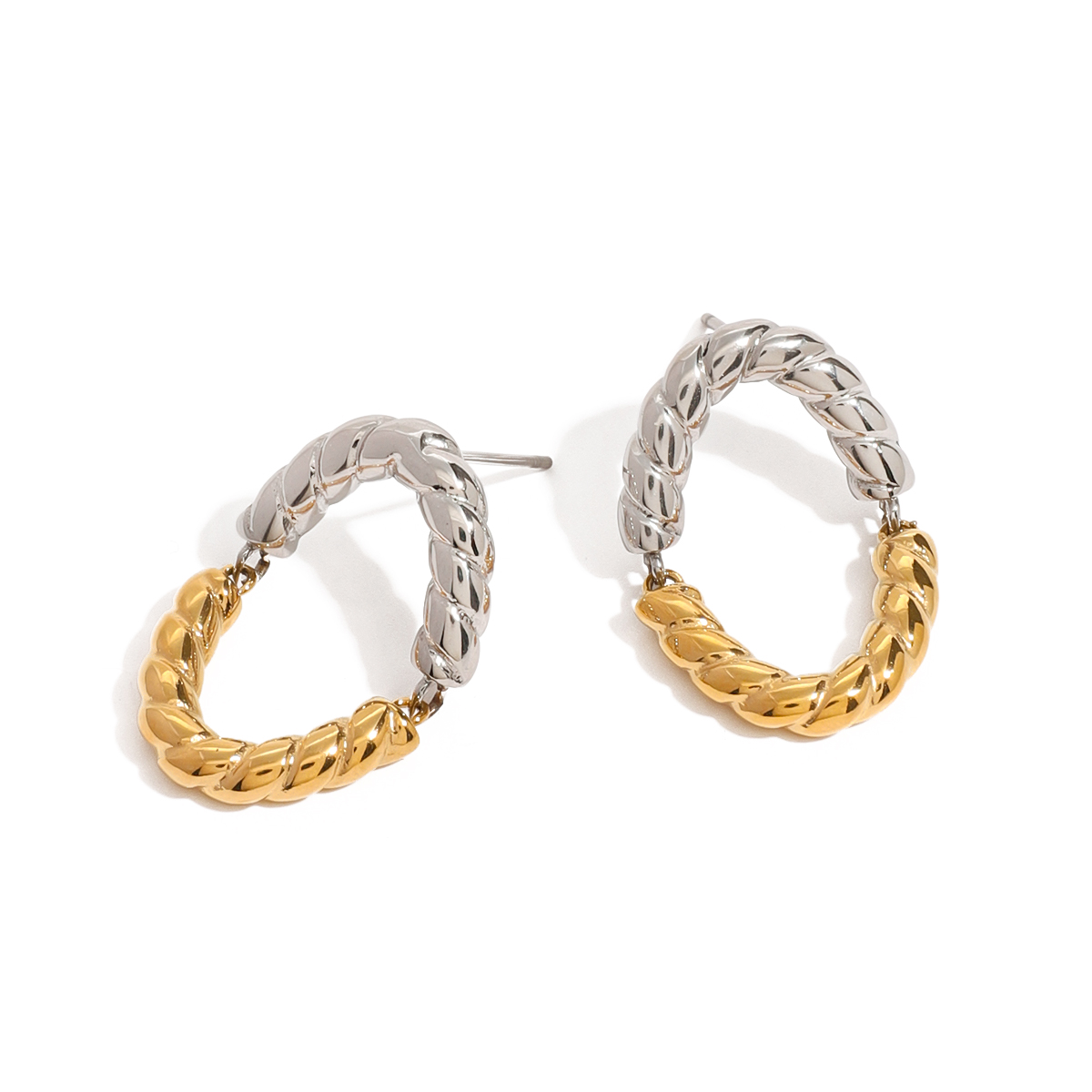 1 paire de boucles d'oreilles pour femme en acier inoxydable plaqué or 18 carats de la série Simple h5 